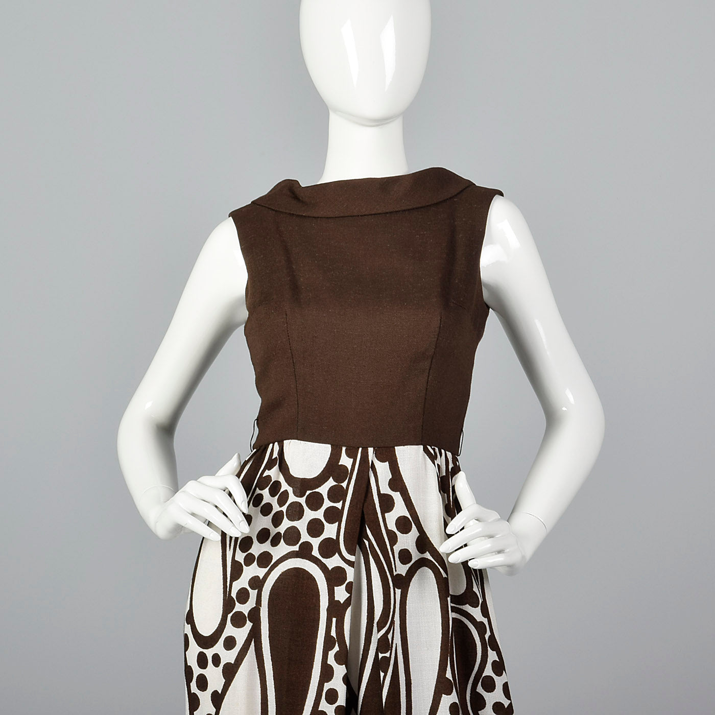1970s Brown Paisley Jumpsuit