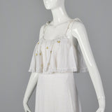 1970s White Eyelet Dress