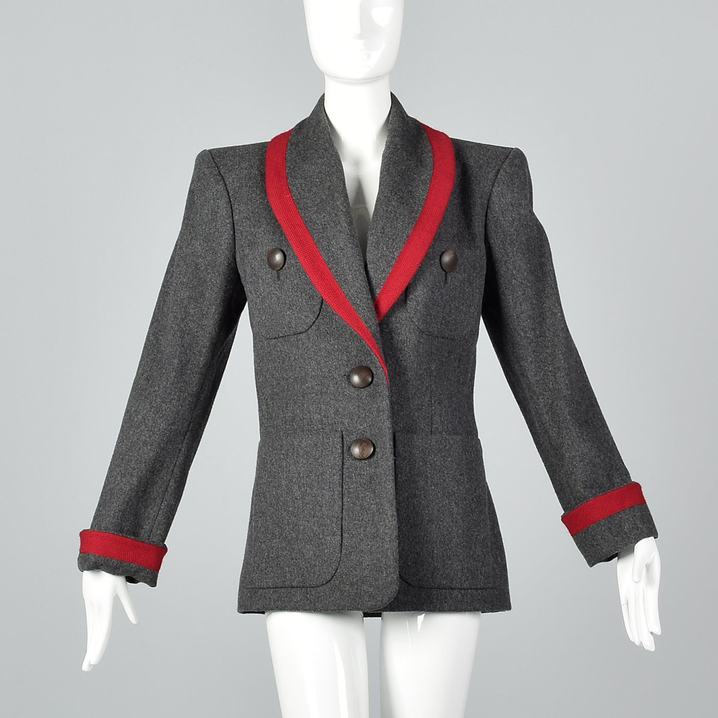 1980s Yves Saint Laurent Rive Gauche  Rive Gauche Gray Wool Jacket