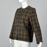1970s Yves Saint Laurent, Rives Gauche Green Wool Plaid Jacket