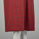 Medium 1960s Coat Red Tweed Wool Plaid Winter Jacket Velvet Collar