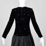 1980s Bill Blass Black Evening Dress with Rhinestones