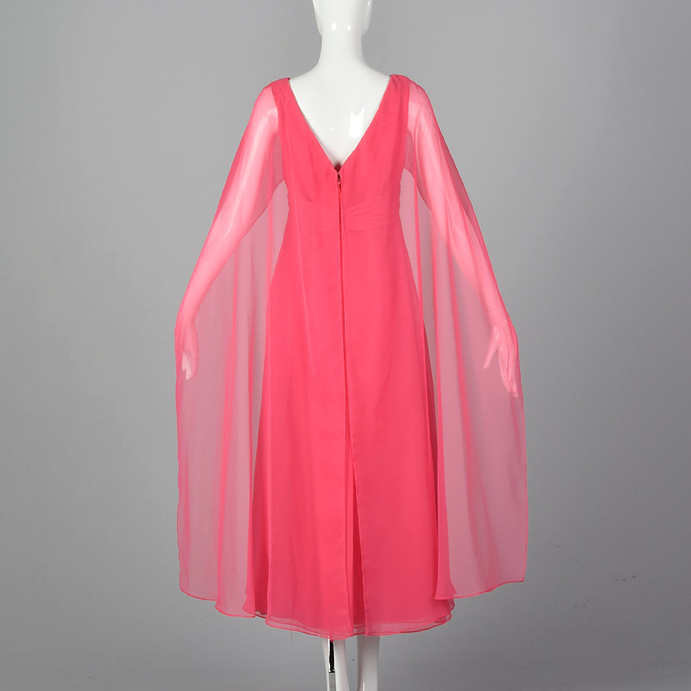 1970s Pink Maxi Dress with Sheer Float