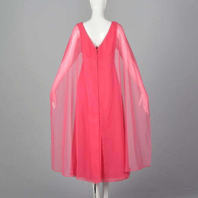1970s Pink Maxi Dress with Sheer Float