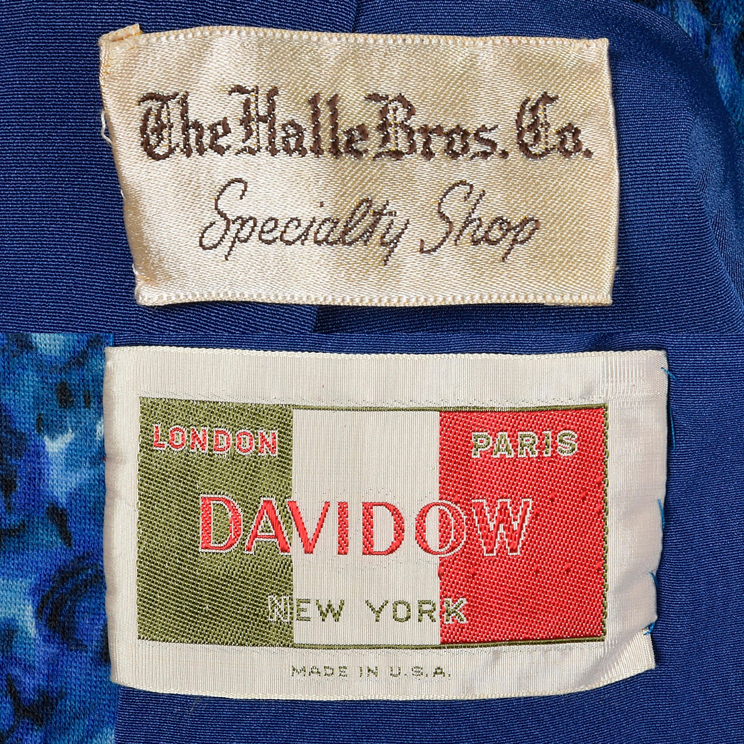 Medium 1960s Davidow Three Piece Blue Tweed Skirt Suit