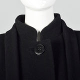 Small 1980s Pauline Trigere Black Wool Coat with Removable Mink Tail Scarf
