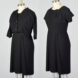 1950s Black Wool Dress and Jacket Set