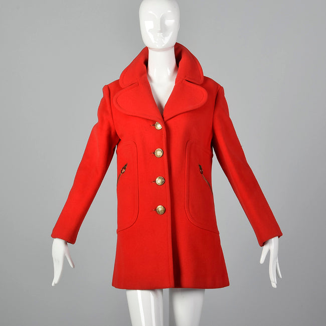 Small Pierre Cardin Red Wool Coat