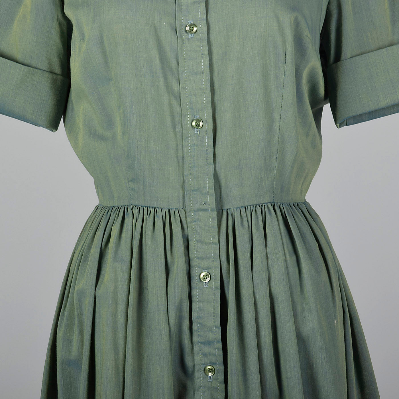 1960s Green and Blue Sharkskin Dress