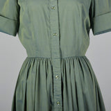 1960s Green and Blue Sharkskin Dress