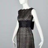 1950s Black Lace Dress Over Pink and Silver Lurex