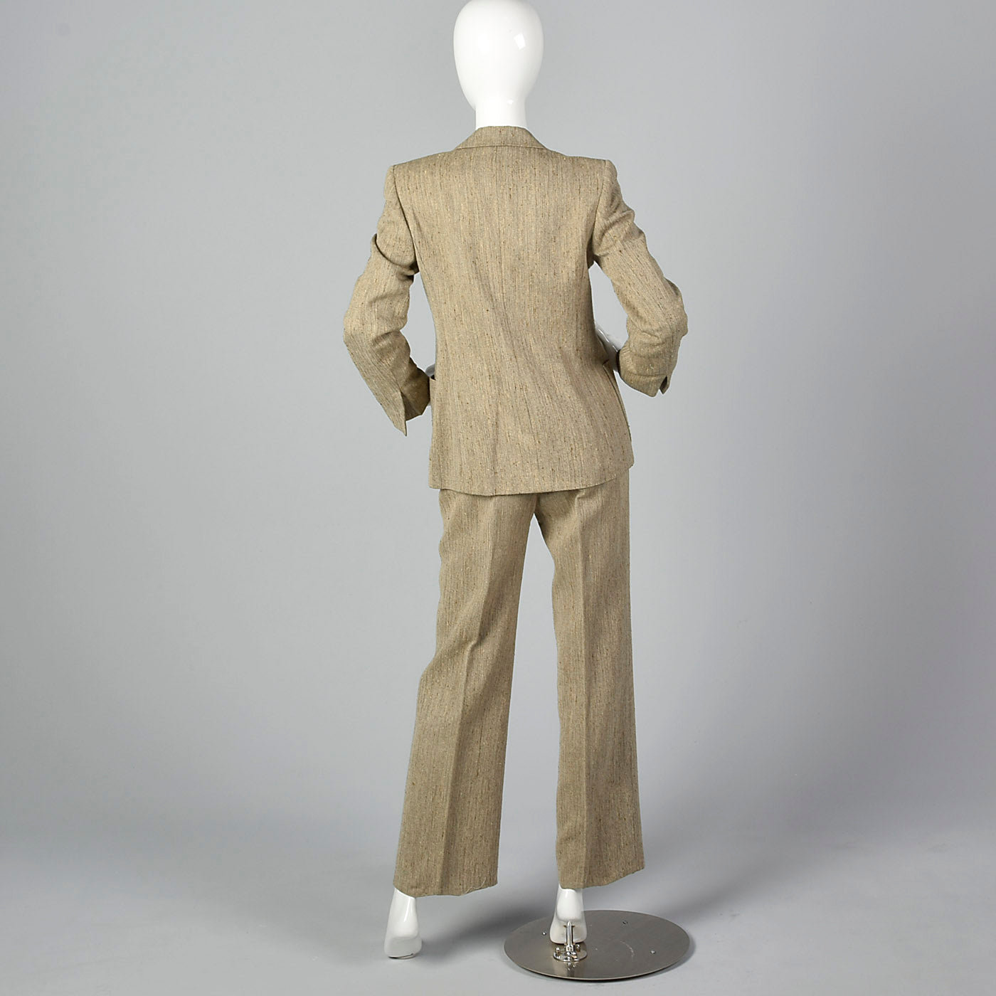 1990s Max Mara Tan Herringbone Two Piece Pant Suit