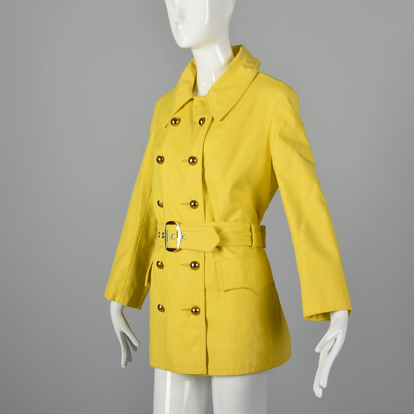 1960s Anne Klein Mod Yellow Trench Coat