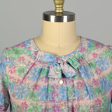 XXL 1950s Day Dress Lightweight Semi-Sheer Short Sleeve Floral Summer Casual