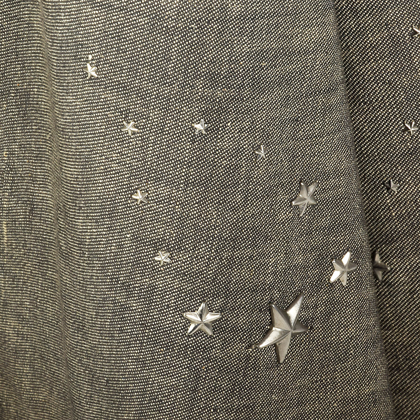1950s Black Linen Dress with Silver Star Studs