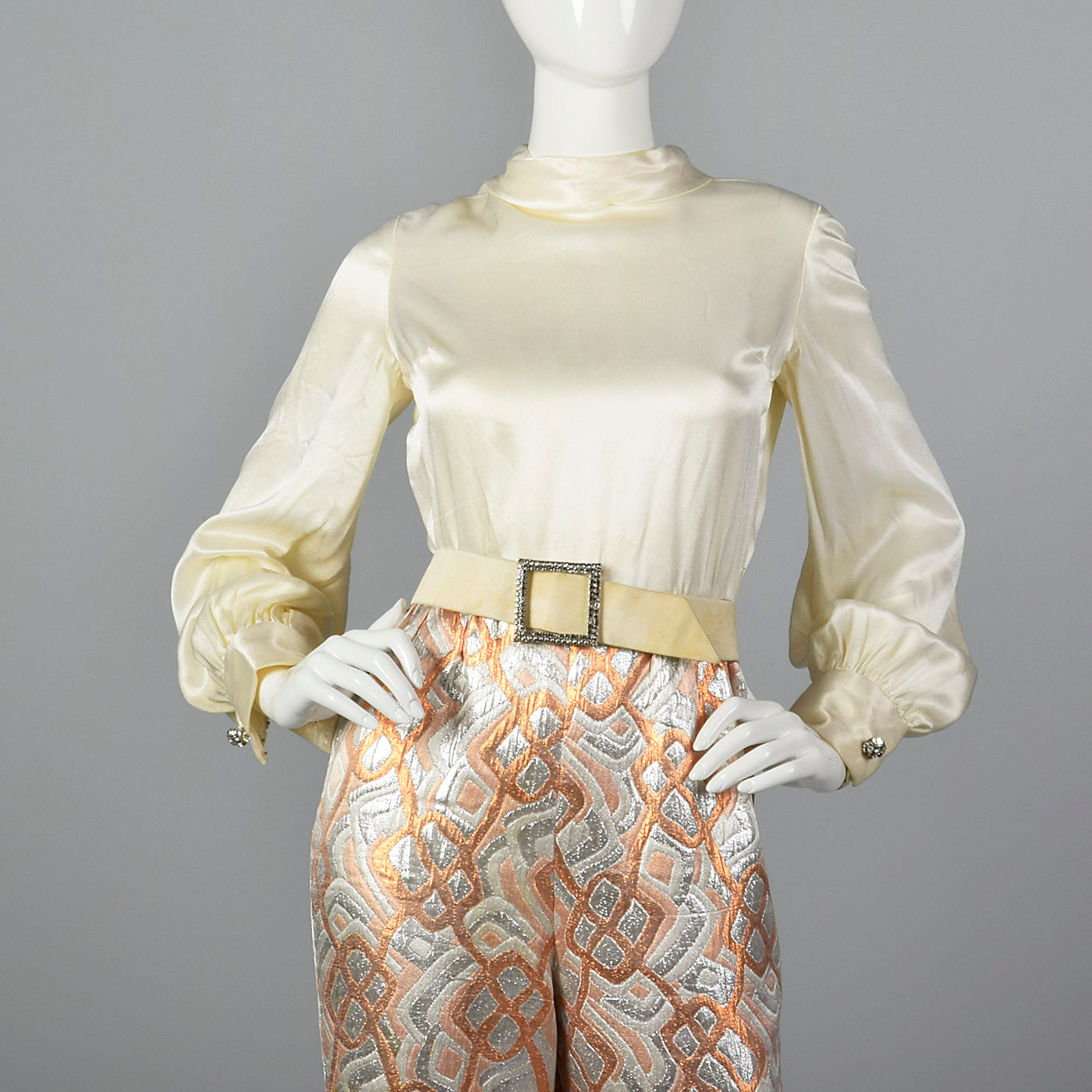 1970s Malcolm Starr Metallic Brocade Jumpsuit