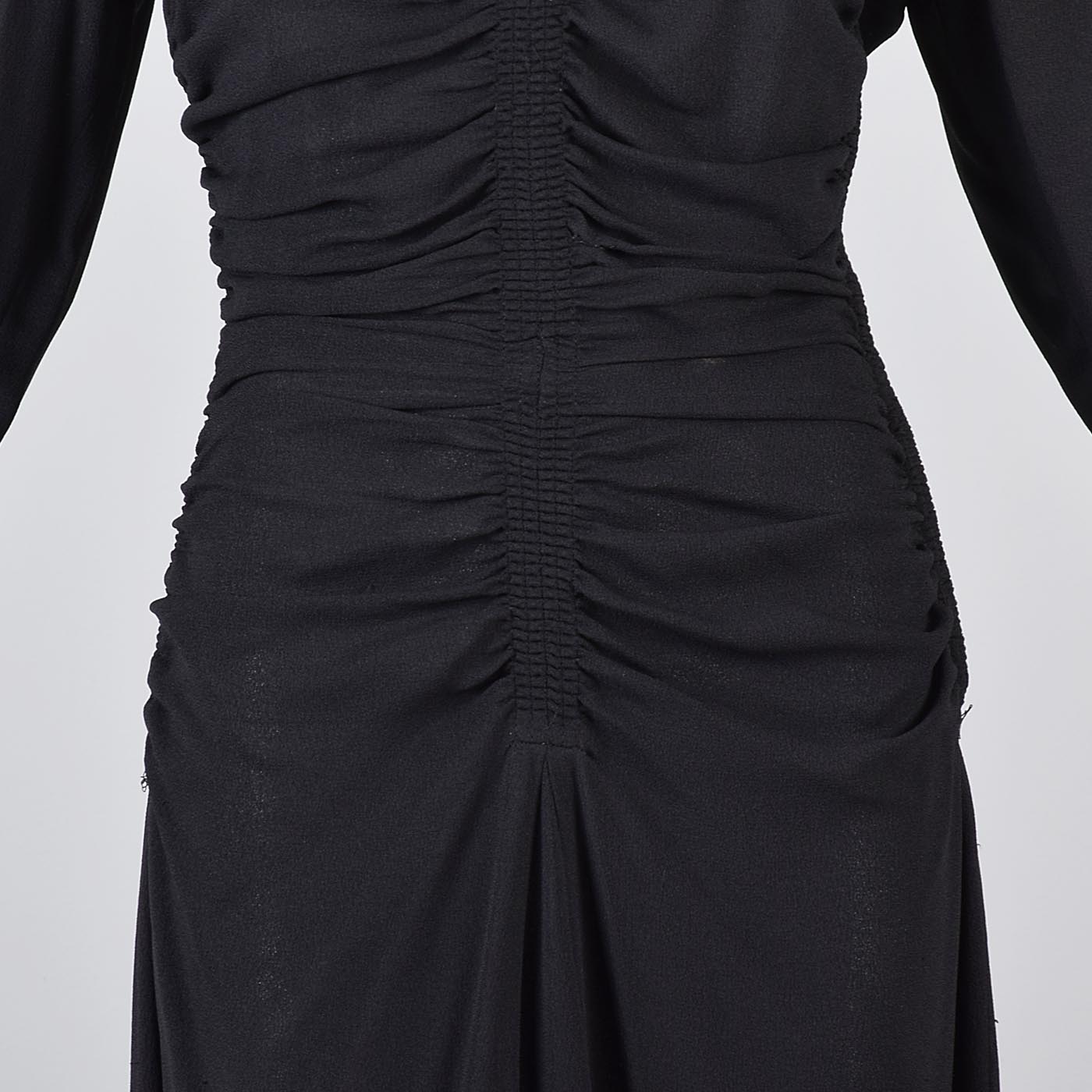 1940s Mary Muffet Black Rayon Crepe Dress