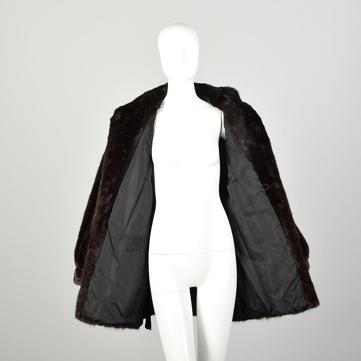 Medium 1980s Jacket Brown Shawl Collar Real Mink Fur Winter Car Coat