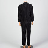 37S 1970s Black Velvet Pinstripe Two Piece Men's Suit