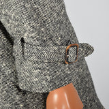 1970s Mens Wool Tweed Coat with Raccoon Fur Collar