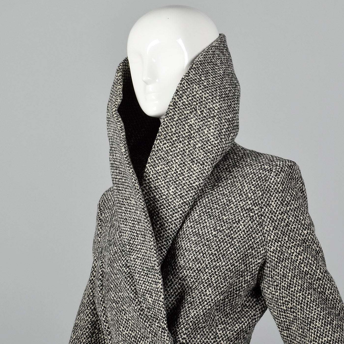1950s Wool Tweed Skirt Suit with Sculptable Portrait Collar