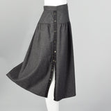 Saks Fifth Avenue Grey Wool Skirt With Snap Sides