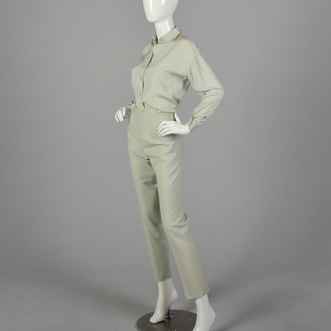 XS Pastel Green Jax Shirt and Cigarette Pants Set