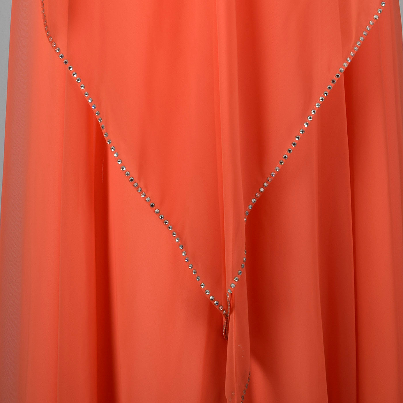 1970s Estevez Evening Dress with Float Cape Shoulders