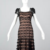 1940s Black Lace Mermaid Dress