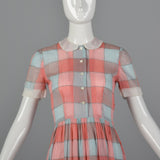1950s Plaid Day Dress with Peter Pan Collar