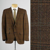 1960s Bronze Brown Gold Plaid Jacket  Slim Lapel