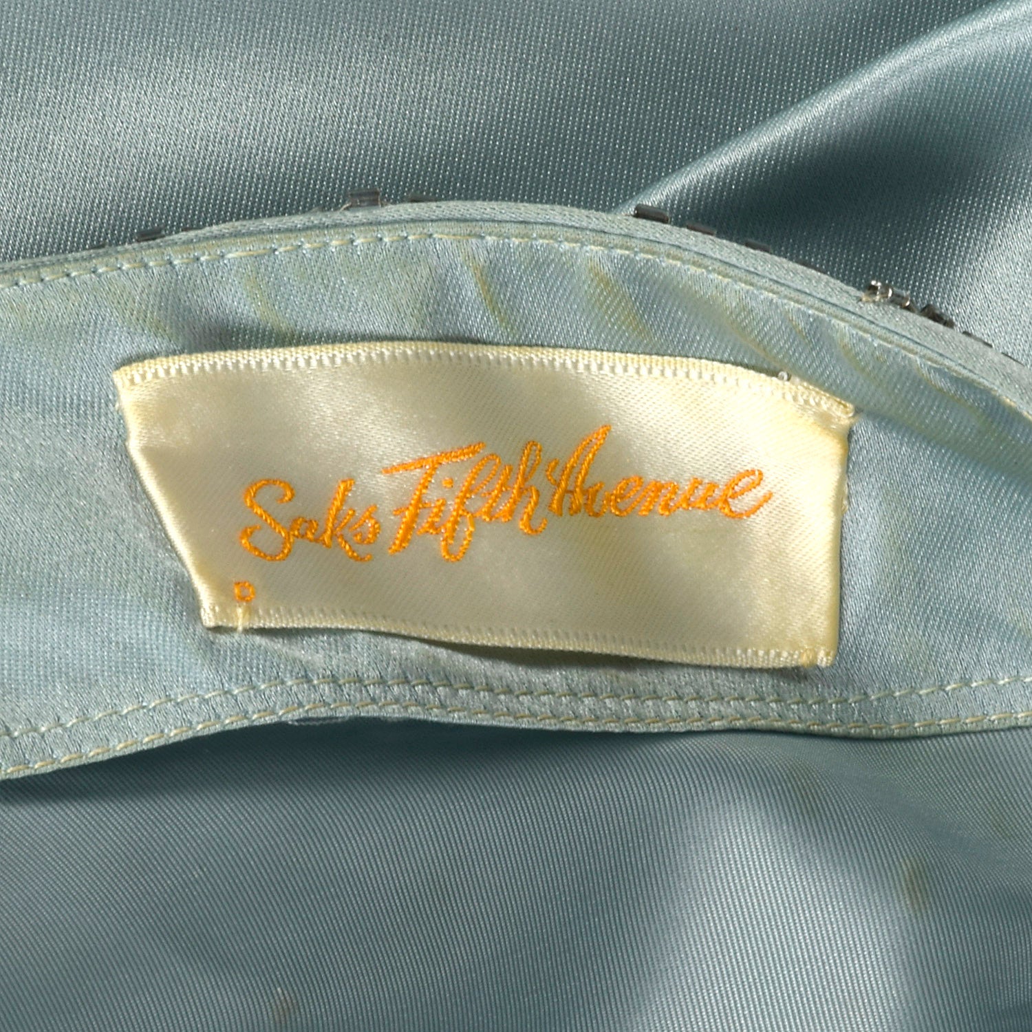 Small 1960s Saks Fifth Blue Beaded Maxi Dress