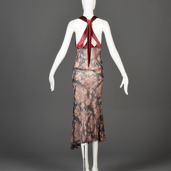 1930s Bias Cut Silk Halter Dress