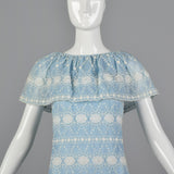 1960s Baby Blue Dress with White Embroidery