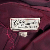 1950s Plum Sharkskin Dress with Chevron Pleats
