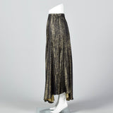 1980s Holly Harp Metallic Black & Gold Skirt