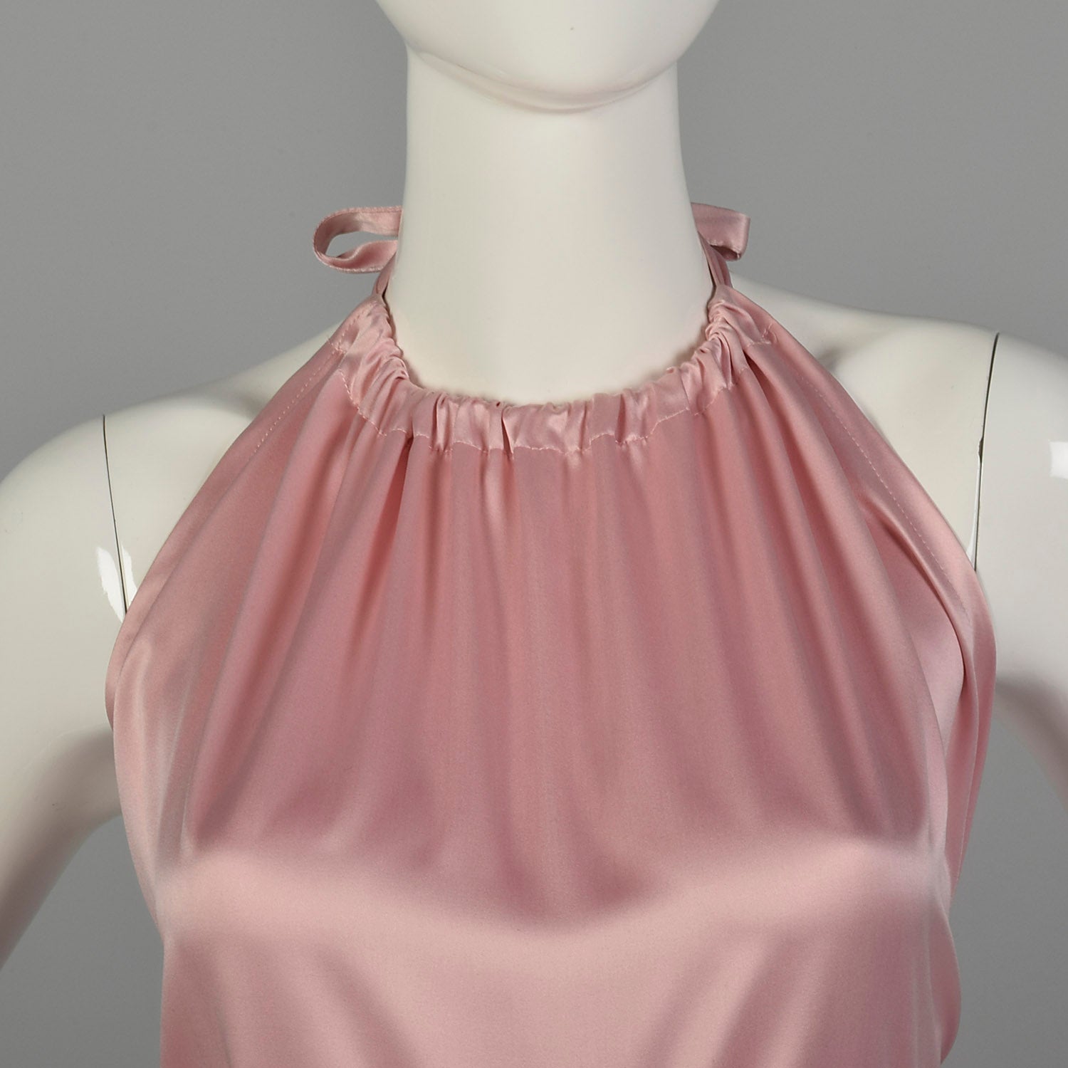 1980s Pink Satin Wrap Jumpsuit Halter Top Harem Palazzo Pant