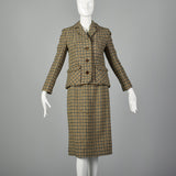 XXS 1960s Brown Skirt Suit