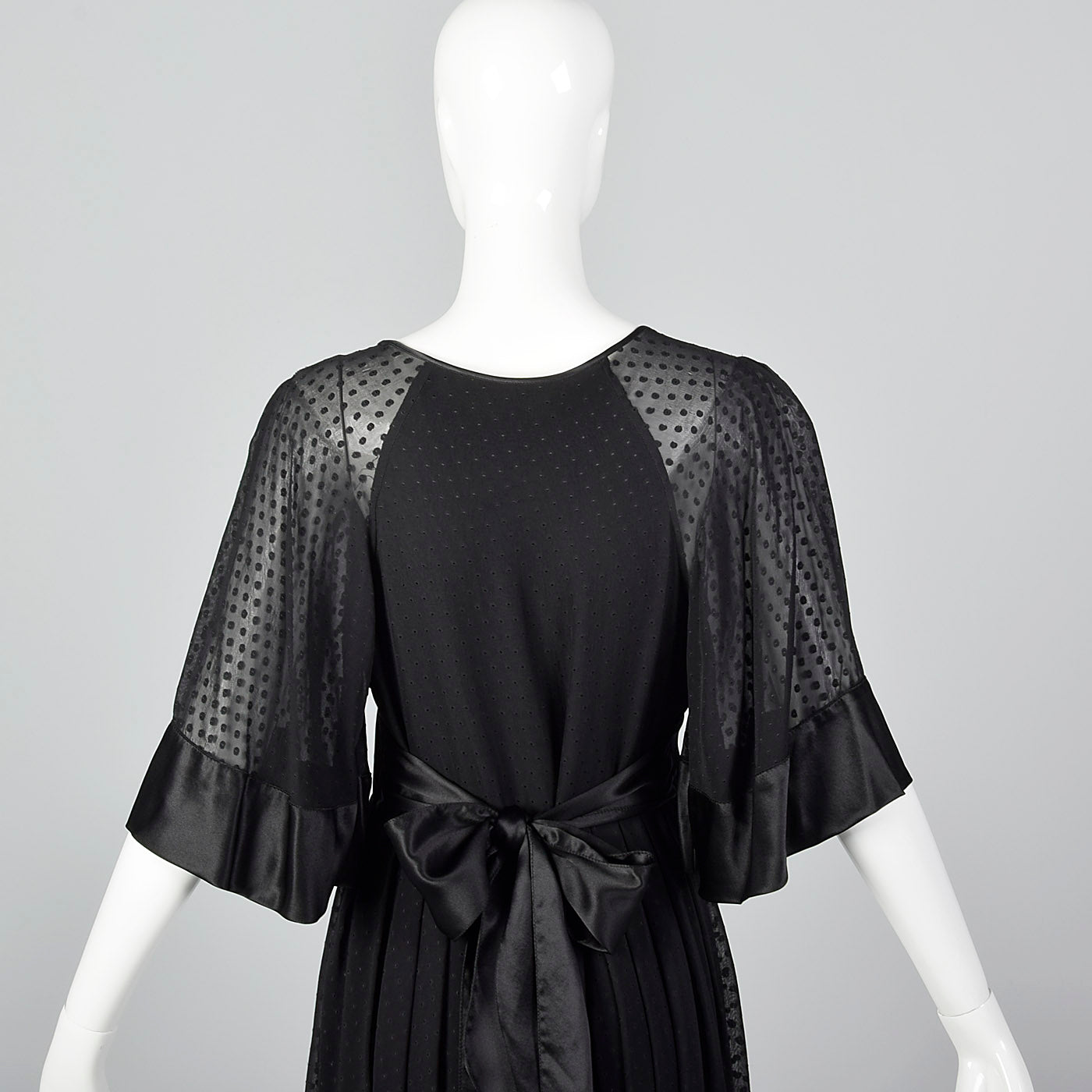 2000s Catherine Malandrino Black Silk Dress with Tie Back Waist