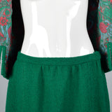 1960s Emerald Green Boucle Wool Skirt Suit