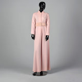 1970s Pink Knit Maxi Dress with Cape