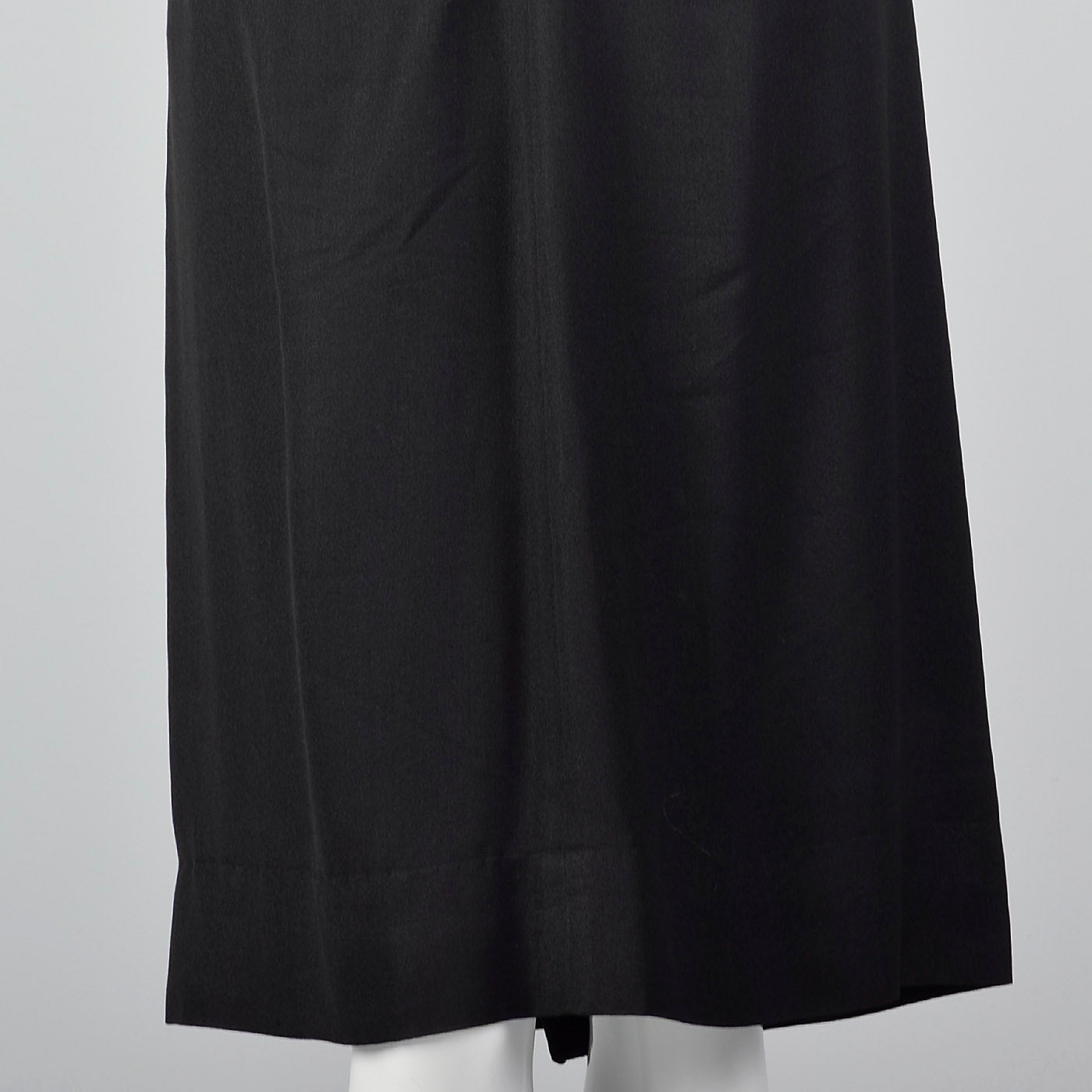 1950s Black Rayon Dress with Gathered Bodice