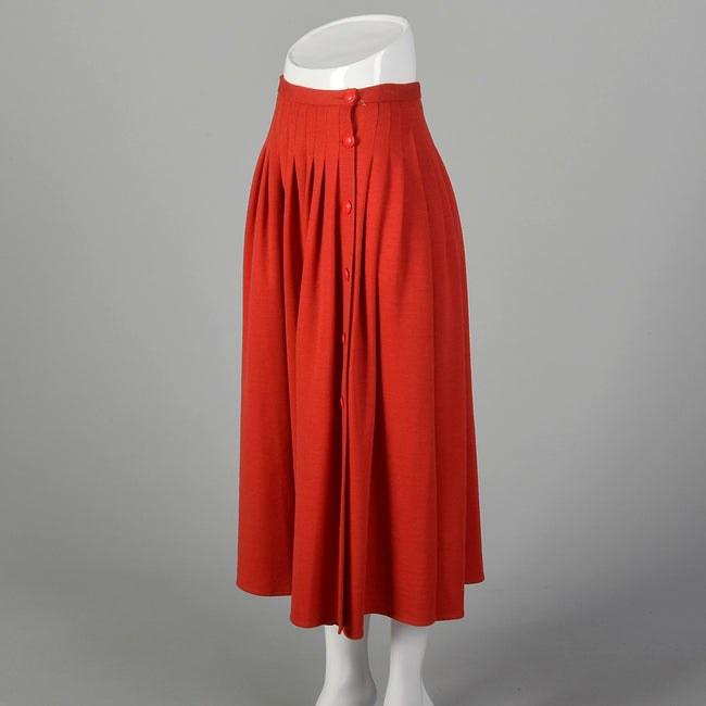 Small Sonia Rykiel 1980s Red Knit Pleated Skirt