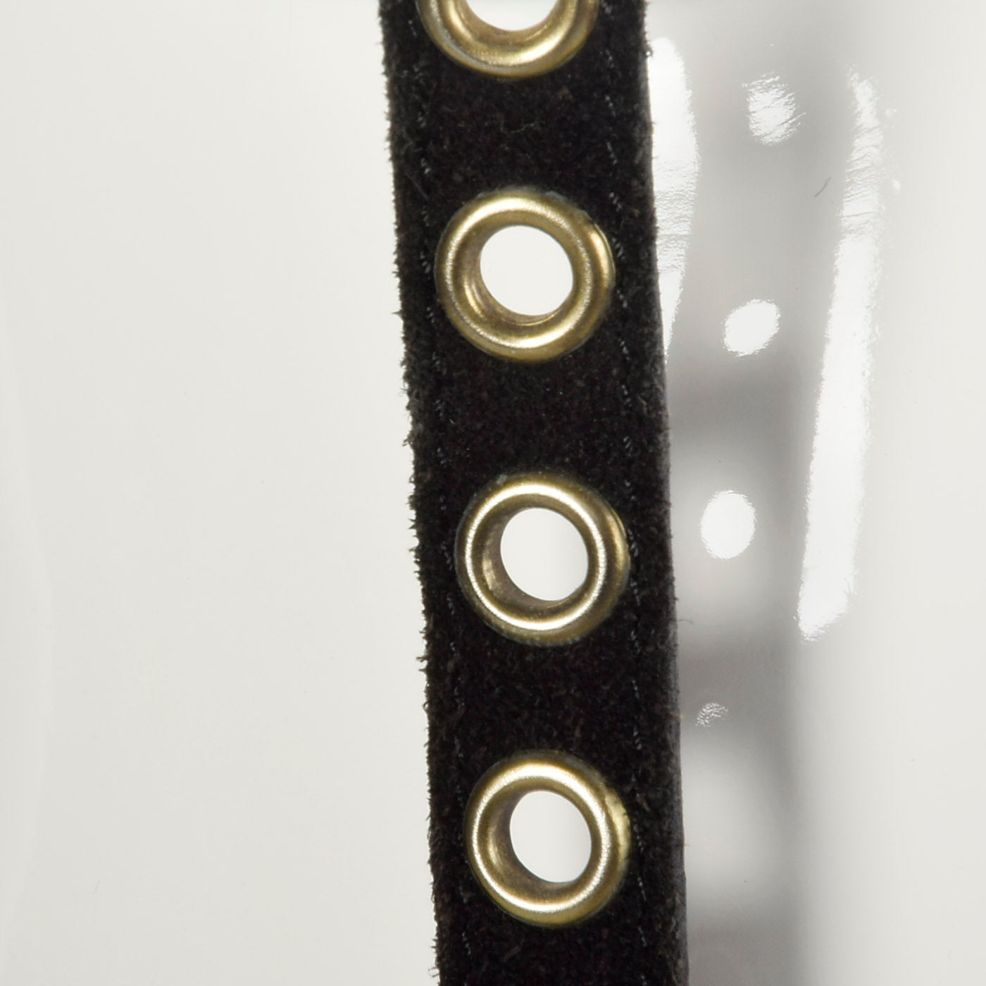 Sonia Rykiel Black Suede Suspenders with Gold Eyelets