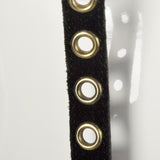 Sonia Rykiel Black Suede Suspenders with Gold Eyelets
