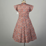 XL 1950s Day Dress Cotton Short Sleeve Volup Bohemian Print Casual Summer Shirtwaist