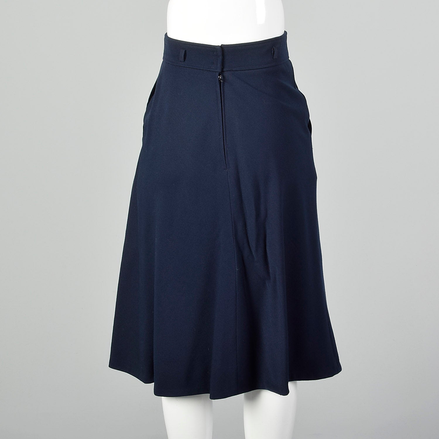 Anne Klein Navy Straight Wool Skirt