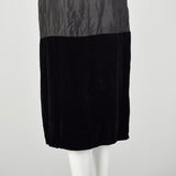 Medium 1920s Black Slip Under Dress Underpinning Sleeveless Velvet Border