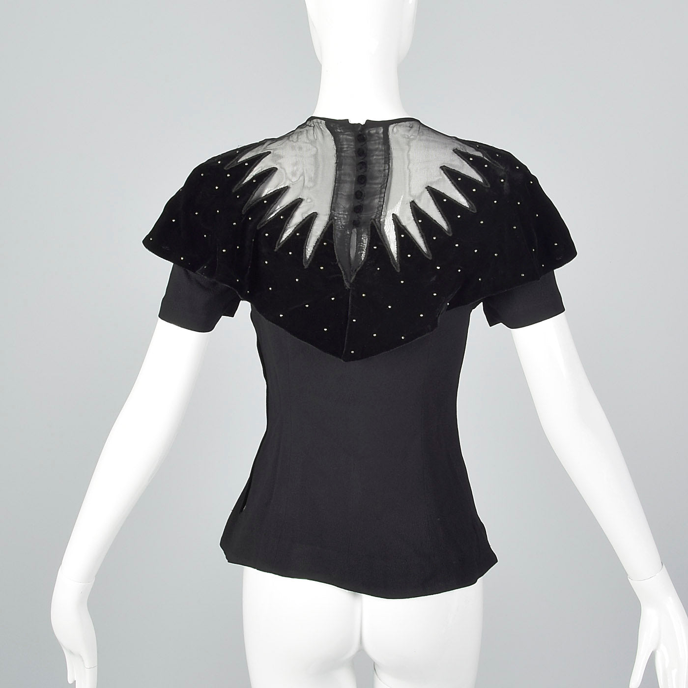 1950s Black Top with Sheer Collar