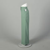 Small 1970s Mint Green Pants Boho Wide Leg High Rise Polyester Bell Bottoms
